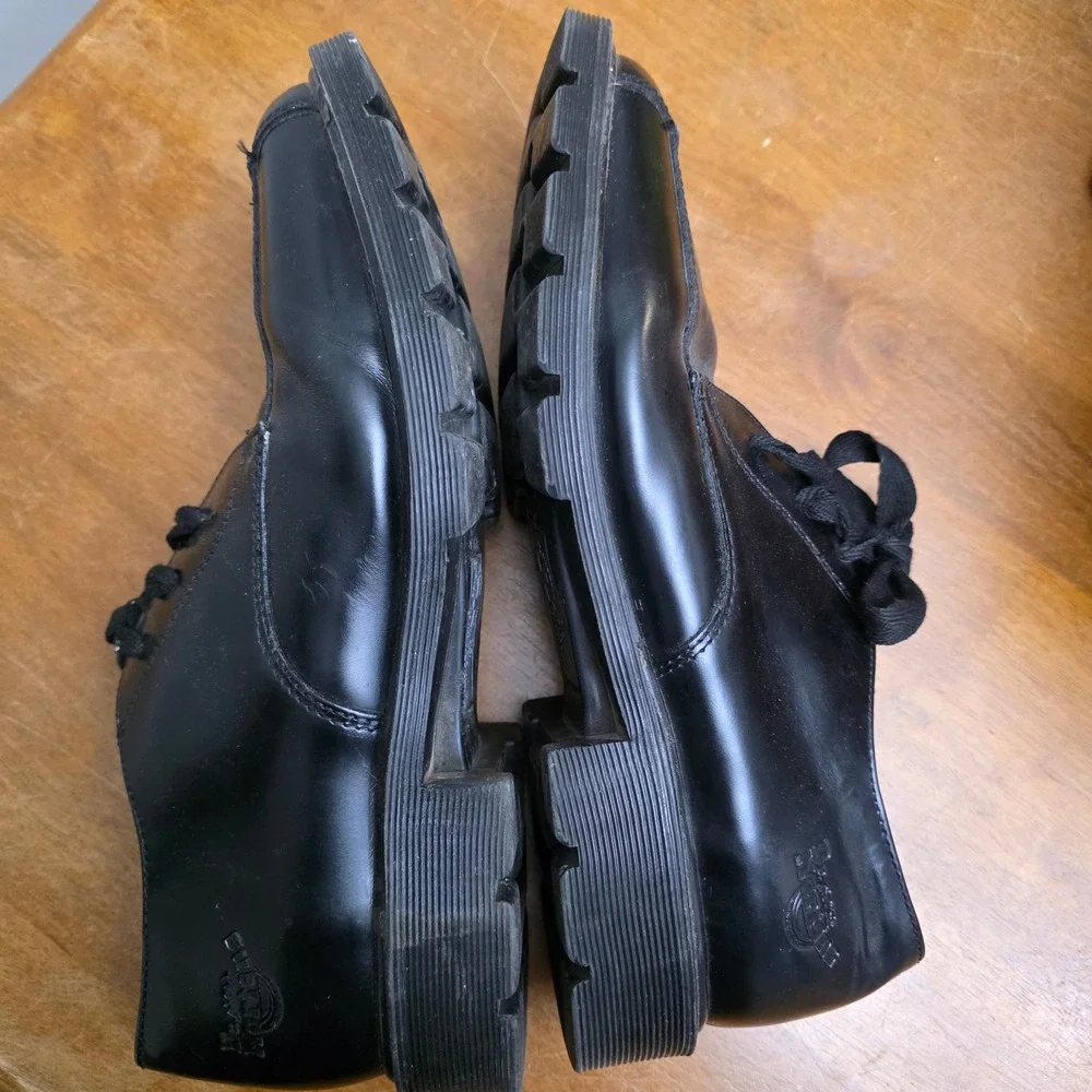 Vintage Dr. Martens 9A51 Oxford Mens 11 Black Leather Square Toe Chunky Lug Goth
